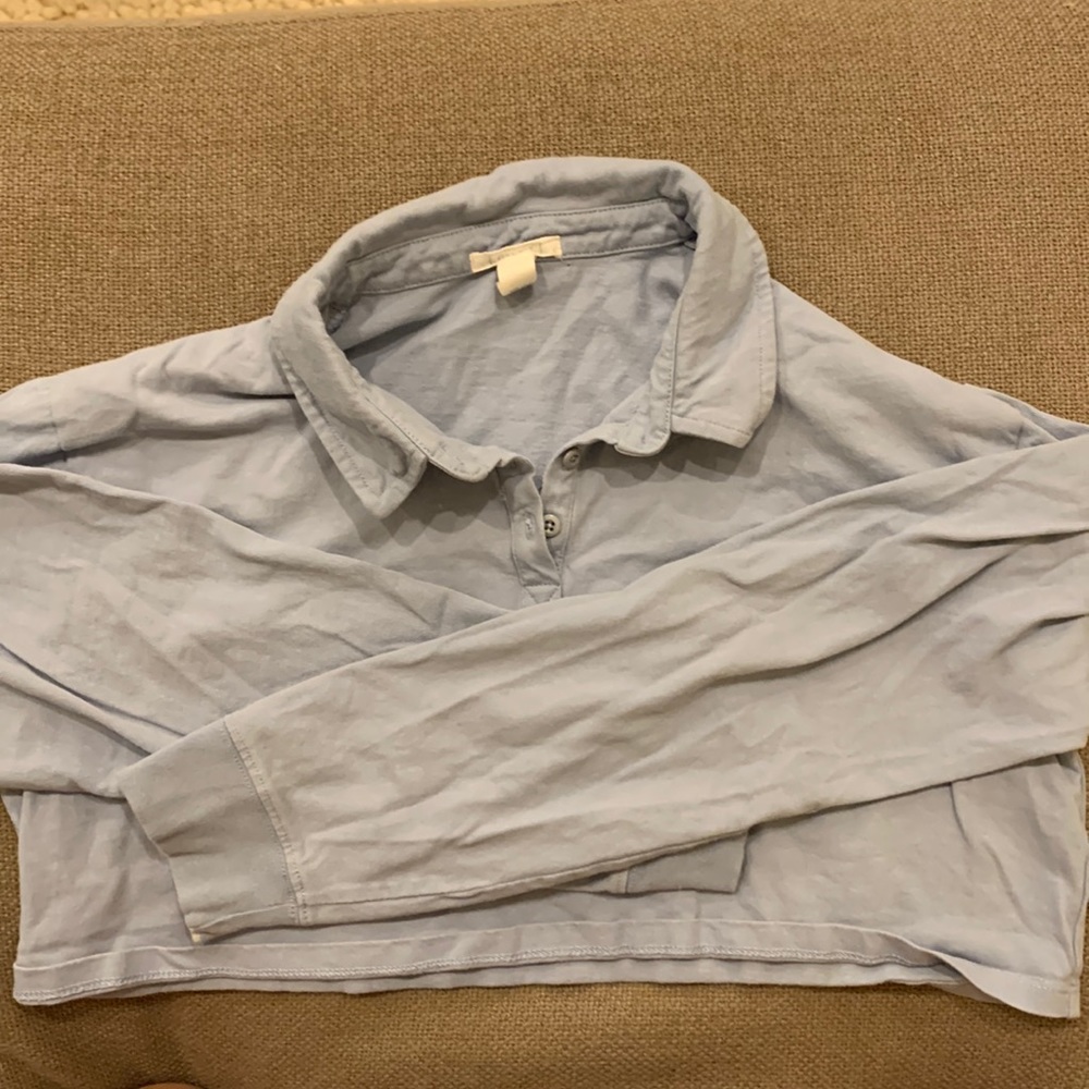 Cropped collared long sleeve